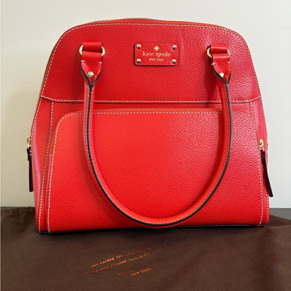 Vintage Kate Spade Red Handbag with Gold Hardware